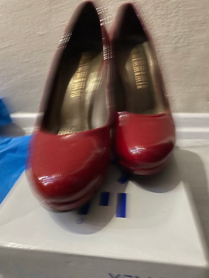 Kırmızı Parlak Tokalı Yüksek Topuklu Stiletto - Görsel 2