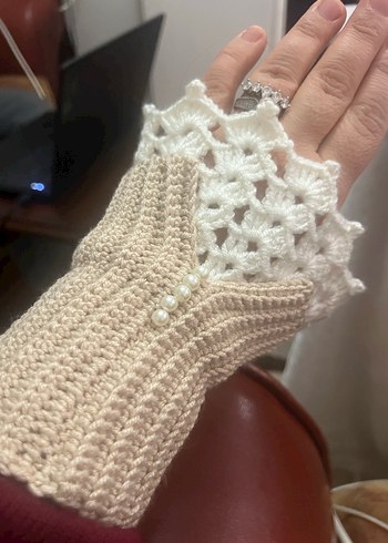 Dantel Detaylı Örgü Kadın Eldiveni - Görsel 2