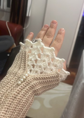 Dantel Detaylı Örgü Kadın Eldiveni - Görsel 3