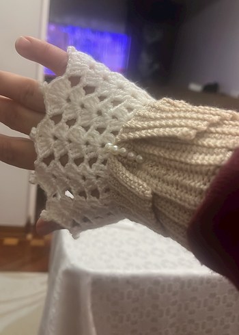 Dantel Detaylı Örgü Kadın Eldiveni - Görsel 5