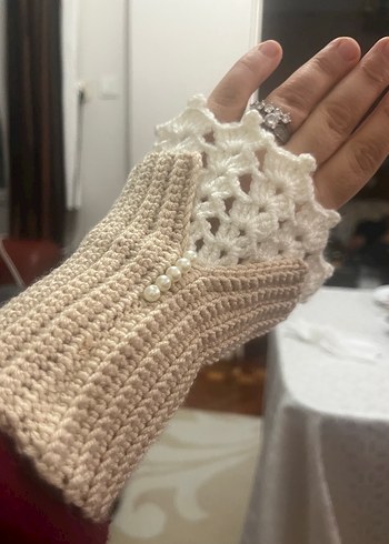 Dantel Detaylı Örgü Kadın Eldiveni - Görsel 4