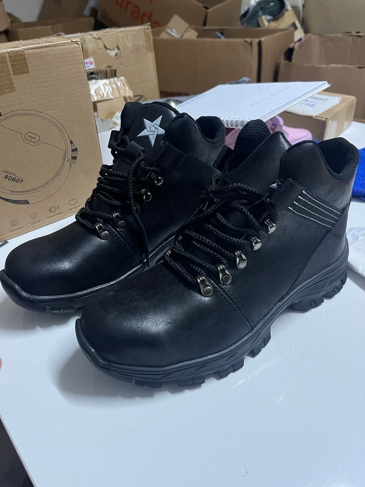 40 numara Siyah Bağcıklı Erkek Biker Botu önü sert iş ayakkabısı - Görsel 3