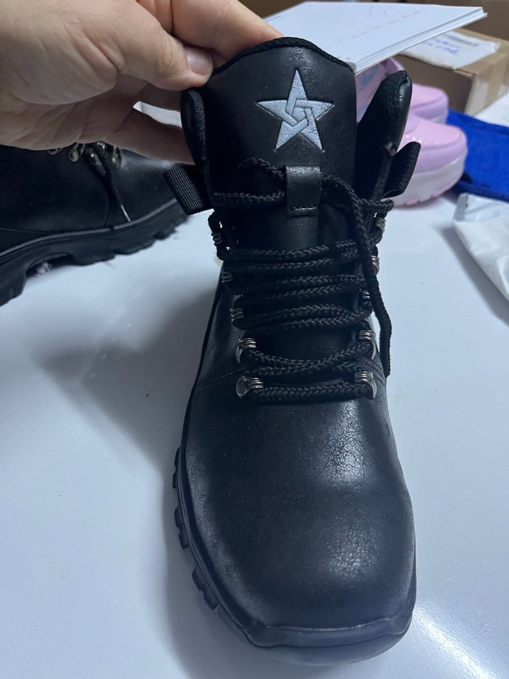 40 numara Siyah Bağcıklı Erkek Biker Botu önü sert iş ayakkabısı - Görsel 2