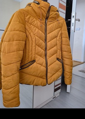 s Beden sarı Renk Sarı Midi Kadın Kışlık Kürklü Mont