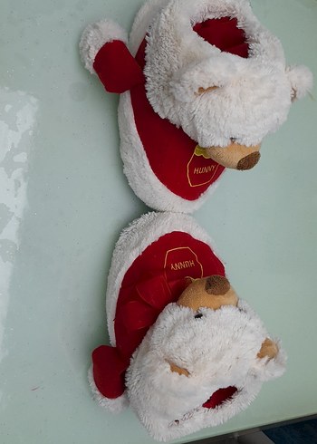 Kızlar için Beyaz Kürklü Ayıcık Ev Terliği - Görsel 2