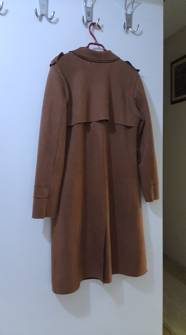 Kadın Bej Süet Uzun Trençkot - Görsel 3