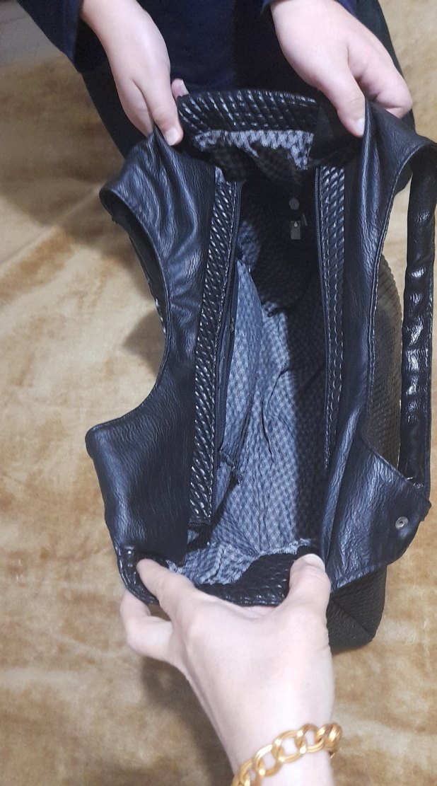 Siyah Yılan Desenli  Kadın Çanta - Görsel 5