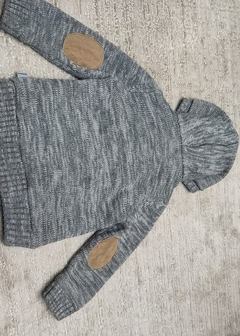 Kapüşonlu Gri Erkek Çocuk Triko Sweatshirt - Görsel 4