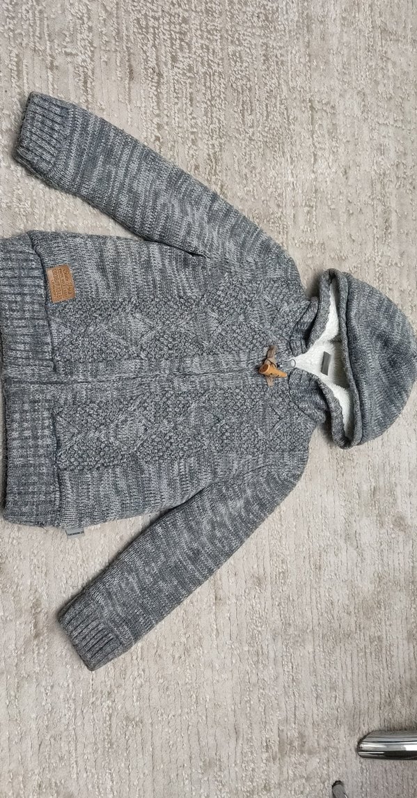 Kapüşonlu Gri Erkek Çocuk Triko Sweatshirt - Görsel 3