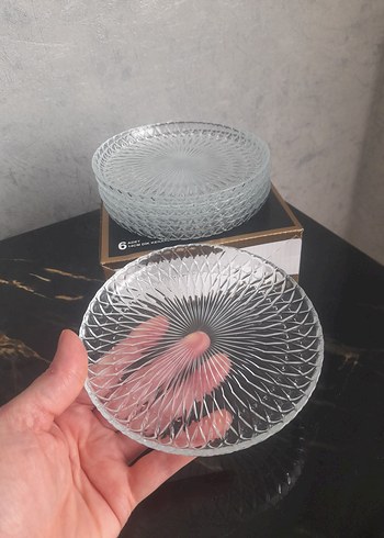 6'lı Desensiz Cam tatlı tabağı 150