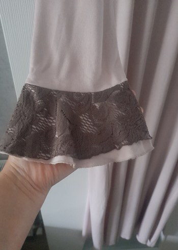 xl Beden pudra pembe Uzun Kollu Salaş Kadın Elbise