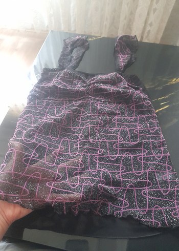 l Beden Mor Desenli İnce Askılı tül Kadın fantazi Takımı 500 tl