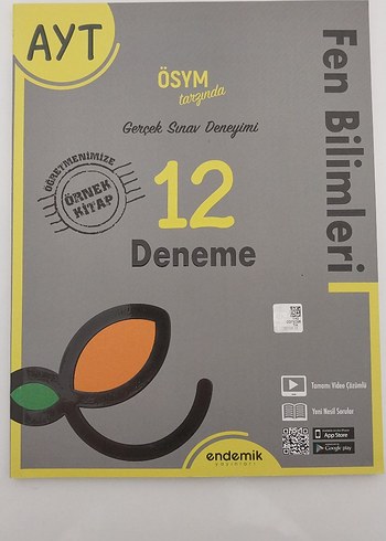 Endemik AYT Fen Bilimleri 12 Deneme Kitabı