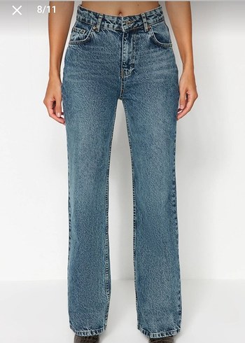 Düğmeli Mavi Tie-Dye Kadın Jean - Görsel 6