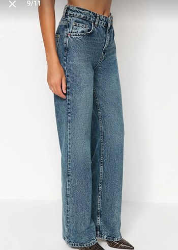 Düğmeli Mavi Tie-Dye Kadın Jean - Görsel 2