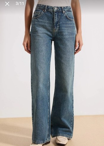 Düğmeli Mavi Tie-Dye Kadın Jean - Görsel 3