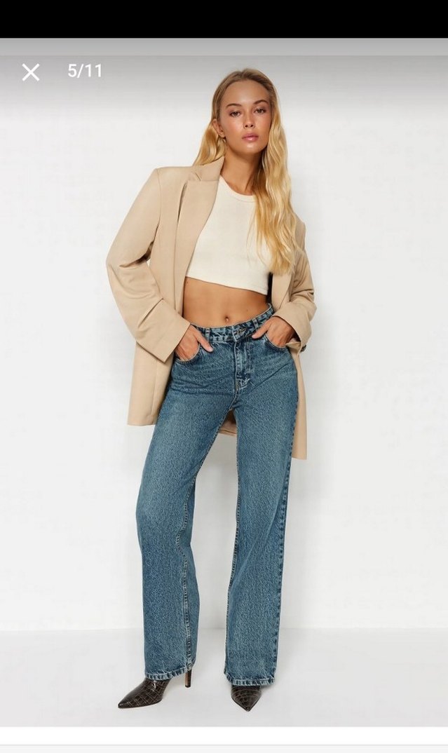 Düğmeli Mavi Tie-Dye Kadın Jean - Görsel 5