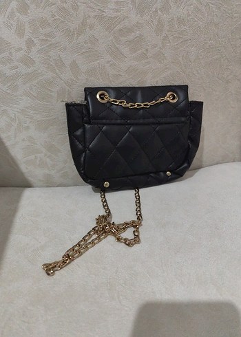 Zincir Detaylı Siyah Deri Kadın Çanta - Görsel 3