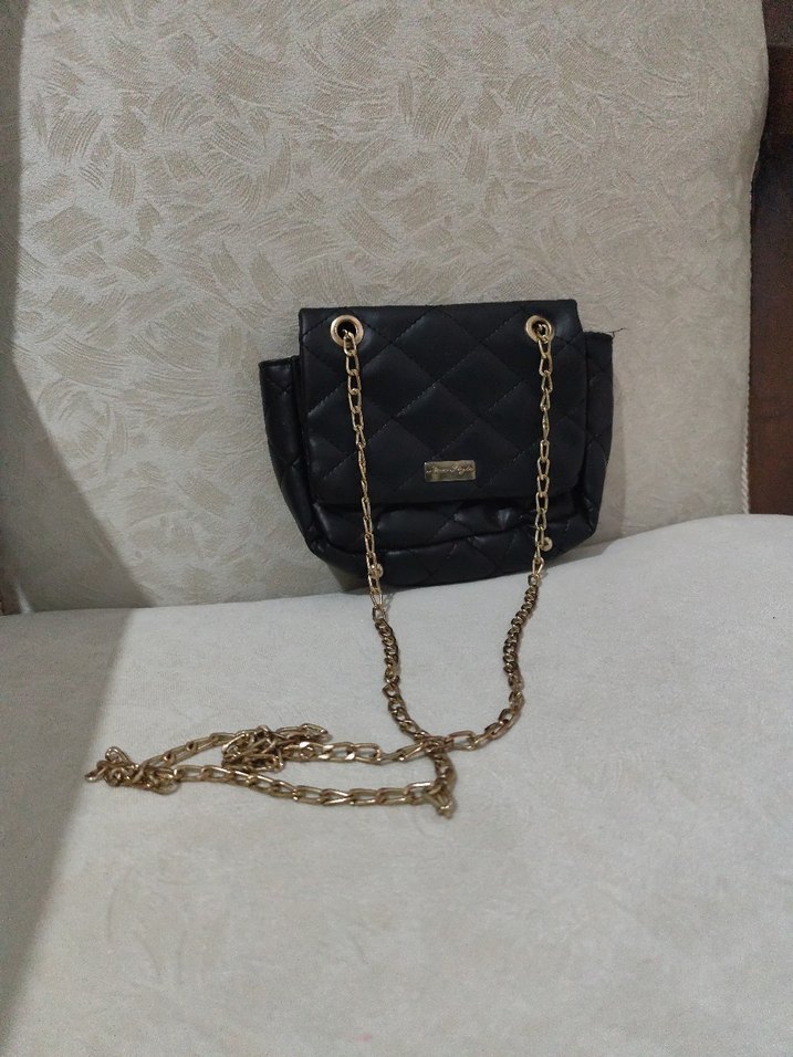 Zincir Detaylı Siyah Deri Kadın Çanta - Görsel 2