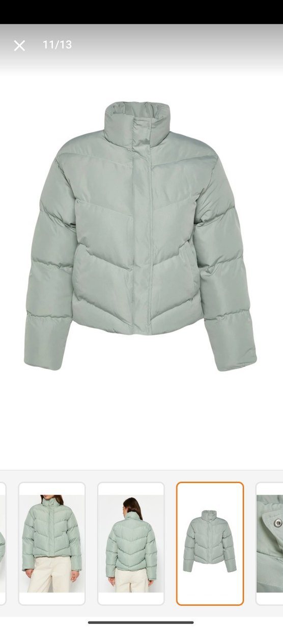 Gri Düğmeli Yüksek Yakalı Midi Ceket - Görsel 4