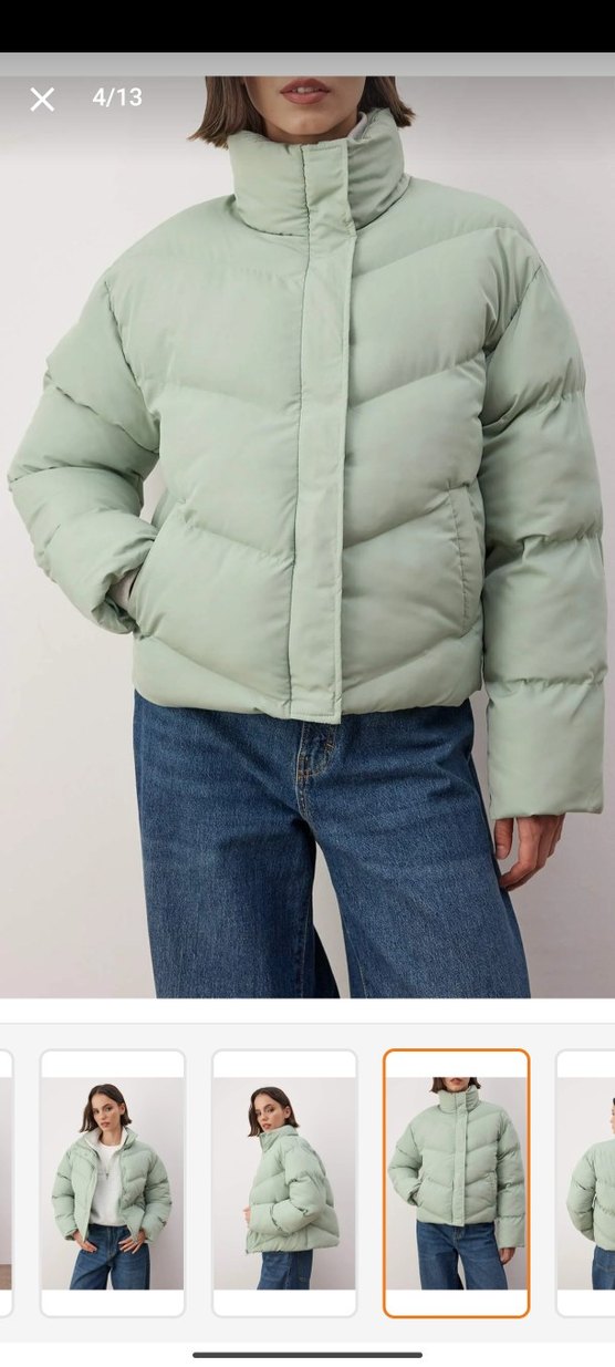 Gri Düğmeli Yüksek Yakalı Midi Ceket - Görsel 2