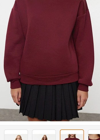 Bordo Kadın Oversize Sweatshirt - Görsel 3