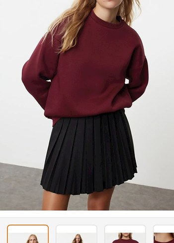 Bordo Kadın Oversize Sweatshirt - Görsel 2
