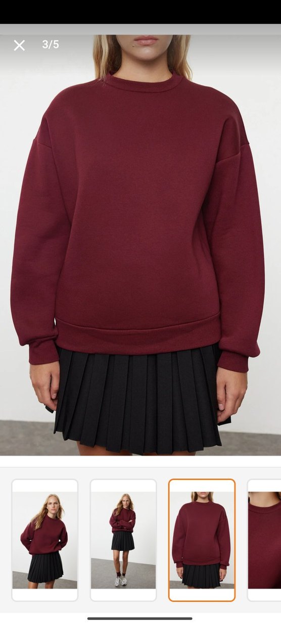 Bordo Kadın Oversize Sweatshirt - Görsel 3