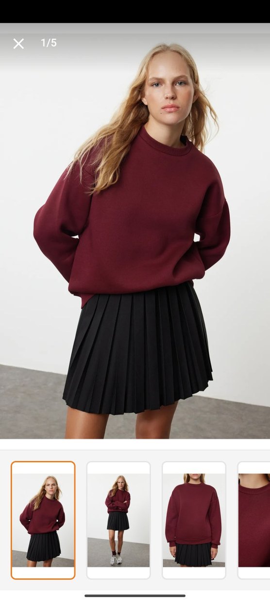 Bordo Kadın Oversize Sweatshirt - Görsel 2