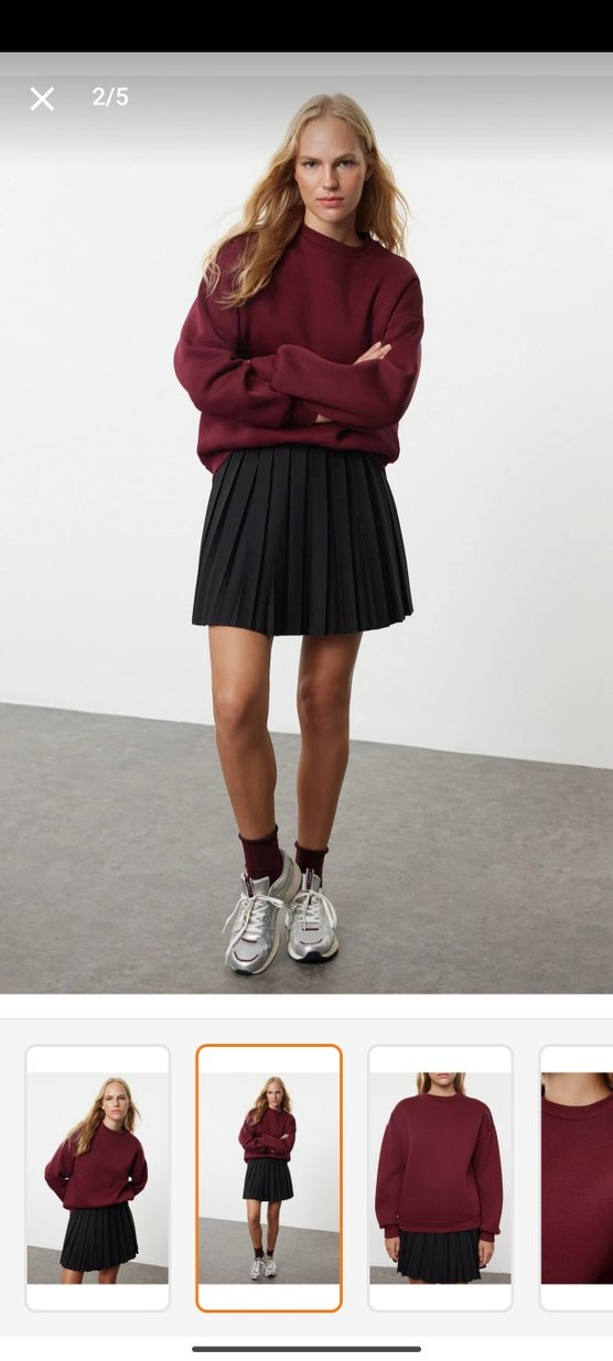 Bordo Kadın Oversize Sweatshirt - Görsel 4