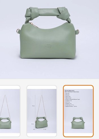 Zincir Detaylı Pastel Yeşil Deri Kadın Çanta - Görsel 2