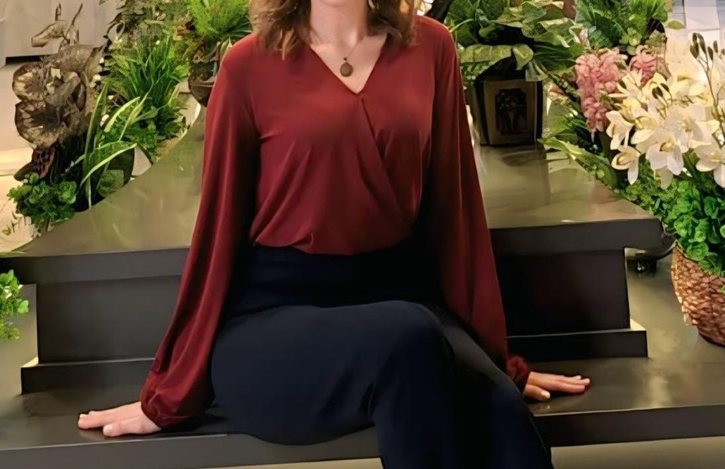 Bordo V Yakalı Drapeli Kadın Bluz - Görsel 2