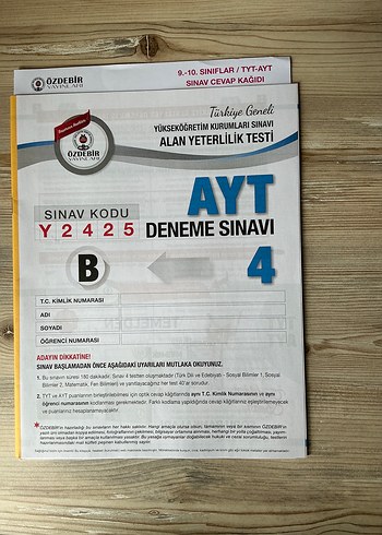 AYT Deneme Sınavı 4 - Yükseköğretim Alan Testi