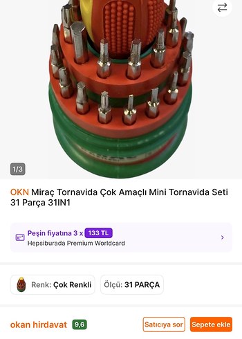 Beden Renk OKN Miraç 31 Parça Mini Tornavida Seti