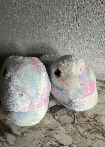 Kızlar için Pastel Renkli Peluş Tavşan Terlik - Görsel 4