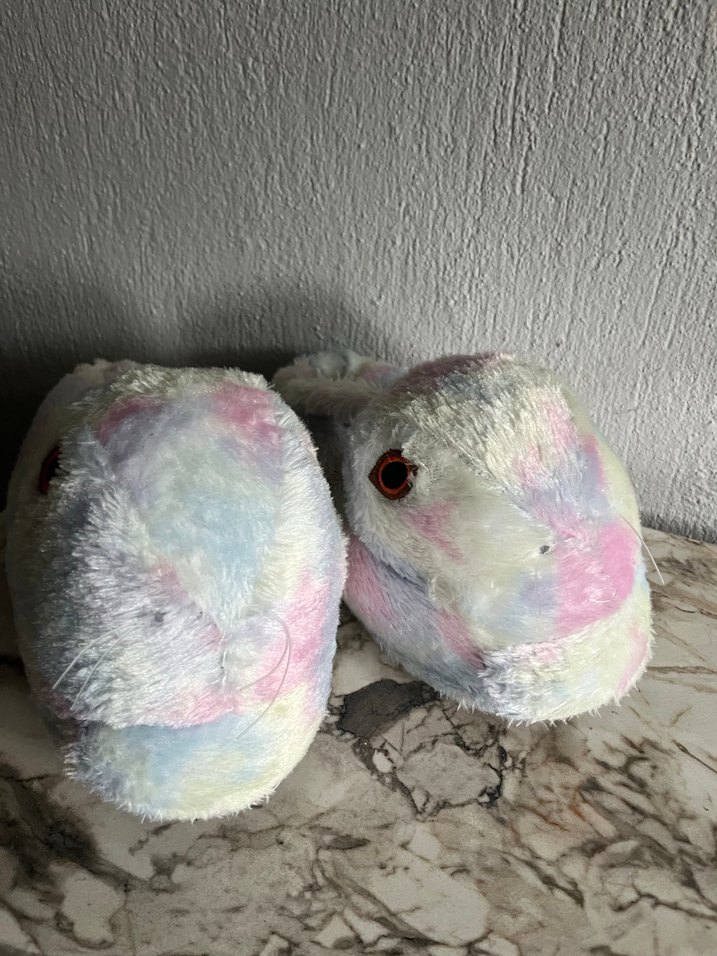 Kızlar için Pastel Renkli Peluş Tavşan Terlik - Görsel 4