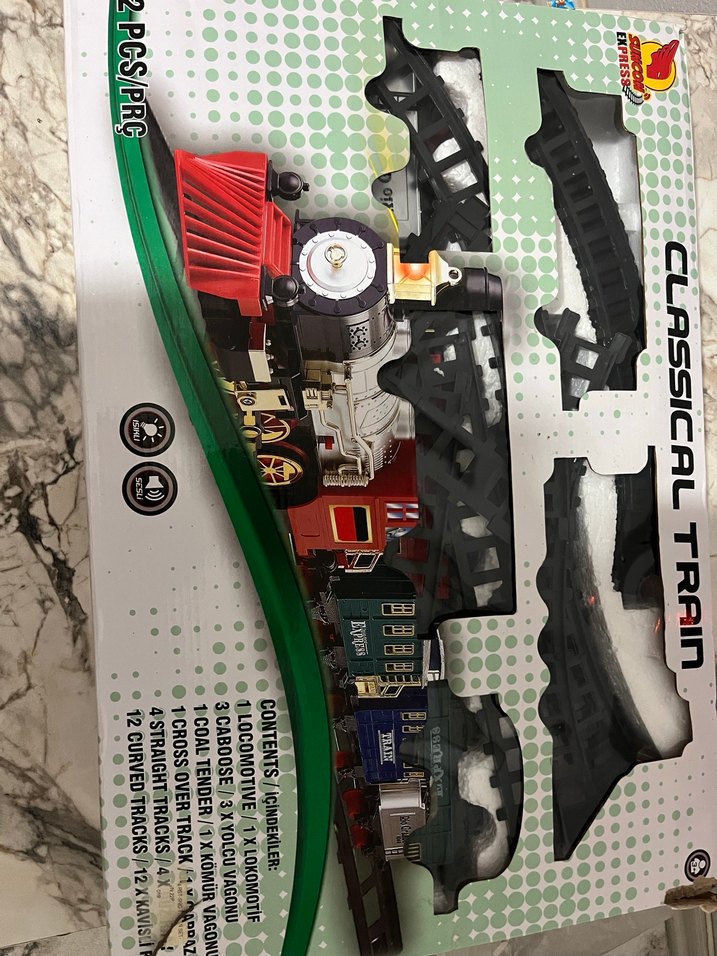 Kırmızı Model Tren Seti ve Rayları - Görsel 5