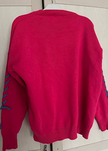 Nakışlı Pembe Kadın Triko Kazak - Görsel 5