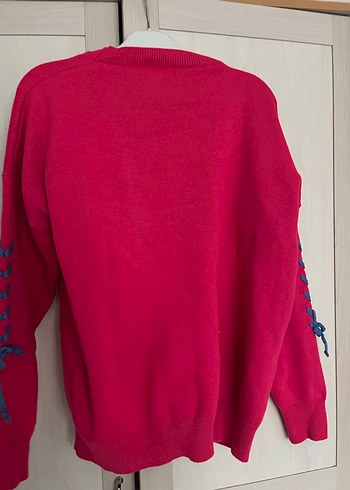 Nakışlı Pembe Kadın Triko Kazak - Görsel 4