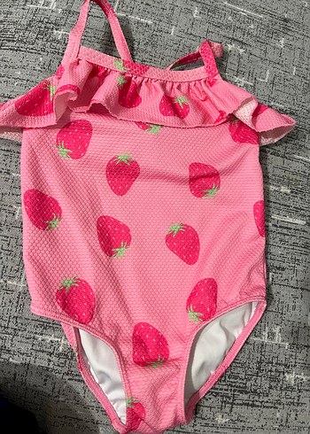 Kız Çocuk Pembe Çilek Desenli Bikini - Görsel 3