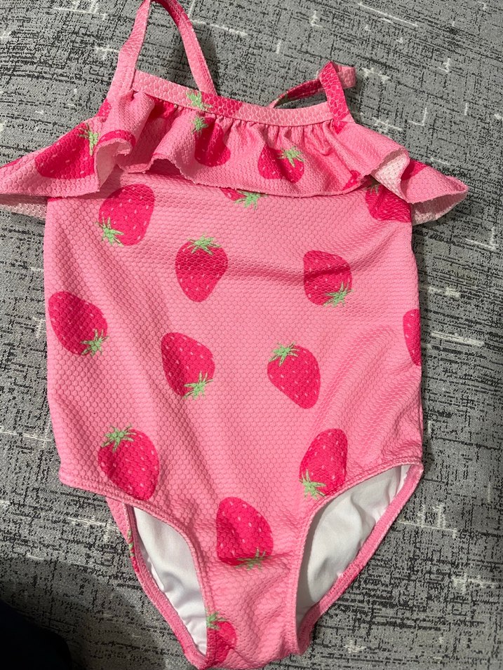 Kız Çocuk Pembe Çilek Desenli Bikini - Görsel 3