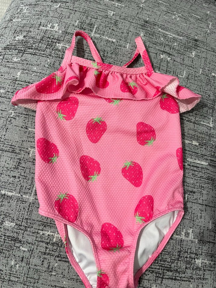 Kız Çocuk Pembe Çilek Desenli Bikini - Görsel 4