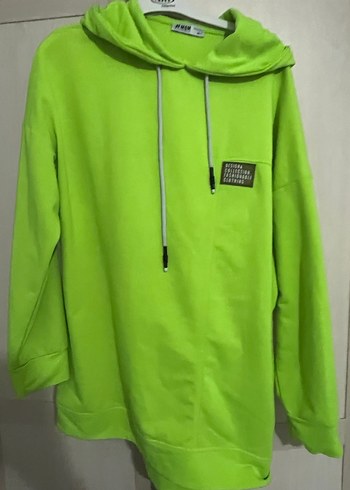 Rahat Kesim Uzun Kollu Yeşil Kapüşonlu Sweatshirt - Görsel 2