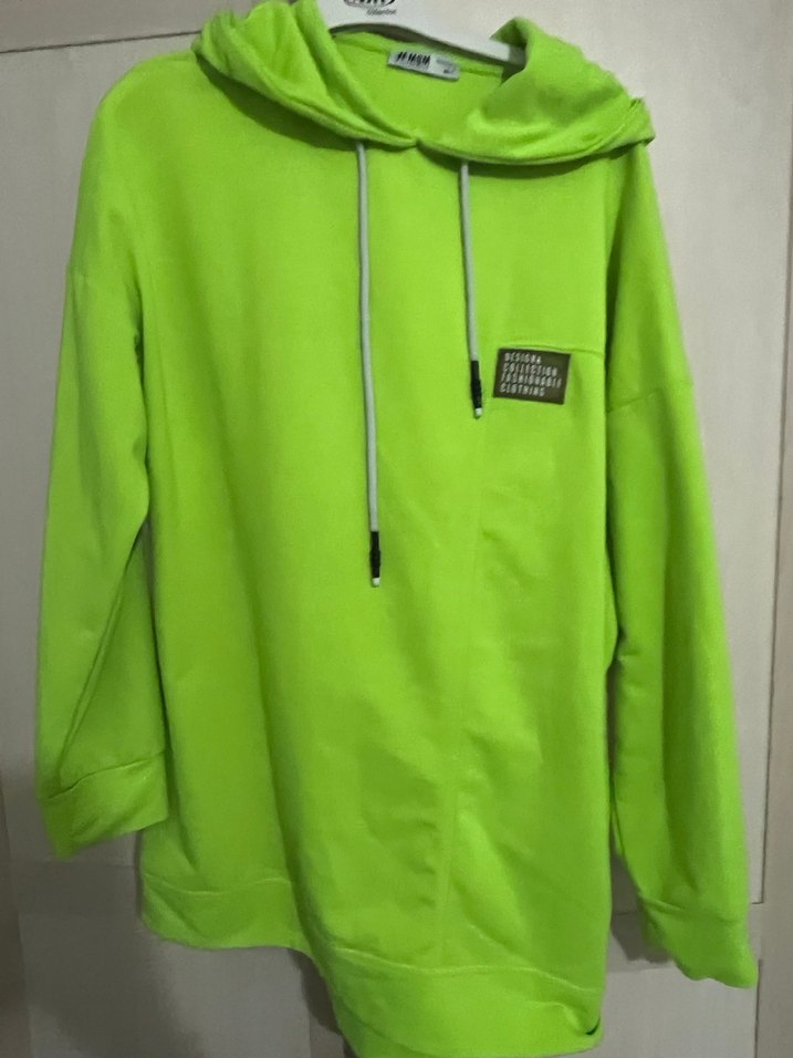 Rahat Kesim Uzun Kollu Yeşil Kapüşonlu Sweatshirt - Görsel 2