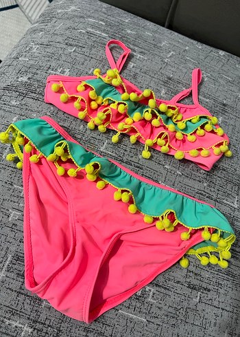 Püsküllü Renkli Kız Çocuk Bikini - Görsel 4