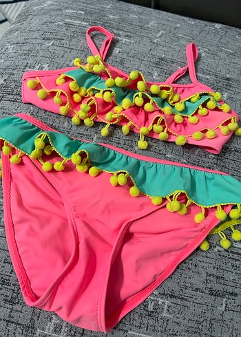 Püsküllü Renkli Kız Çocuk Bikini - Görsel 5