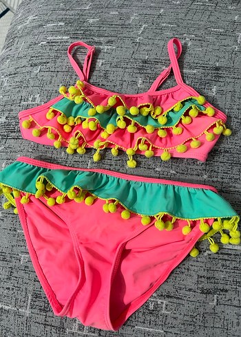 Püsküllü Renkli Kız Çocuk Bikini - Görsel 3