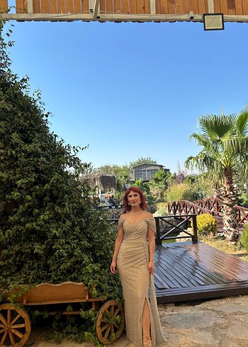 Abiye Vizon Drapeli Straplez Uzun Abiye Elbise