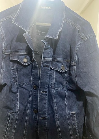 Düğmeli Lacivert Kadın Denim Ceket - Görsel 2