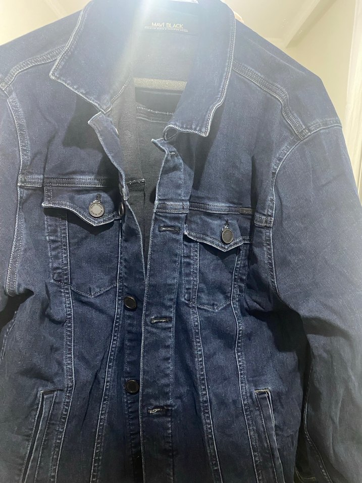 Düğmeli Lacivert Kadın Denim Ceket - Görsel 2